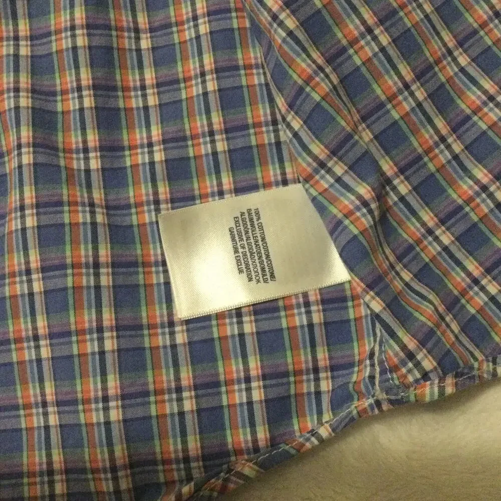Ralph Lauren Blue Plaid Button Down Shirt Boys Size Large 14-16‎